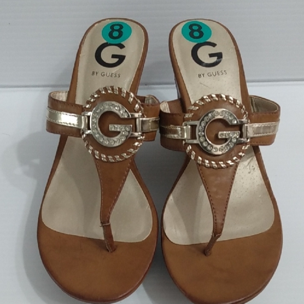 Guess Brown Sandals with G Medallion Size 8